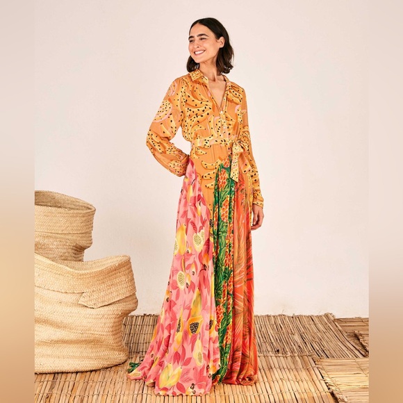 FARM Rio Dresses & Skirts - NWOT FARM Rio Mixed Prints Maxi Chemise Dress XL